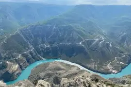 Сулакский каньон и поселок Дубки. 